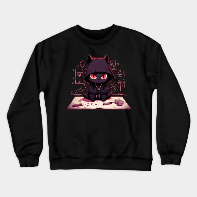 Cat Doing Magic Kitten Making an Evil Plan Crewneck Sweatshirt by Swagazon